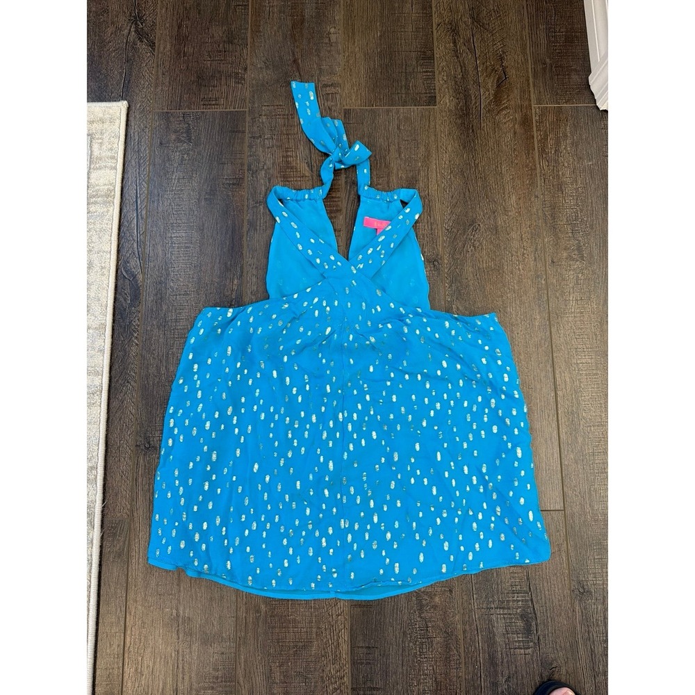 Lilly Pulitzer Rori Halter Top Cumulus Blue Metallic Sz Medium like new